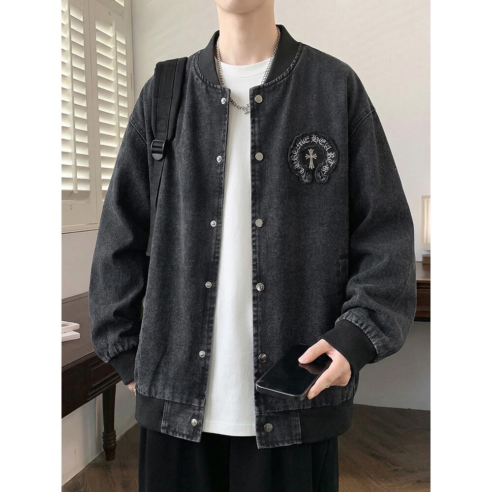 德国棒球服男款装牛仔衣服夹克外套新款休闲风潮流美式复古