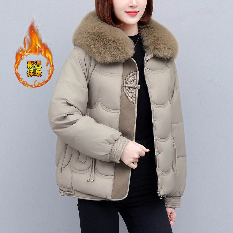 欧洲站新中式国风羽绒棉服女士冬季新款妈妈装短款棉袄加厚保暖外