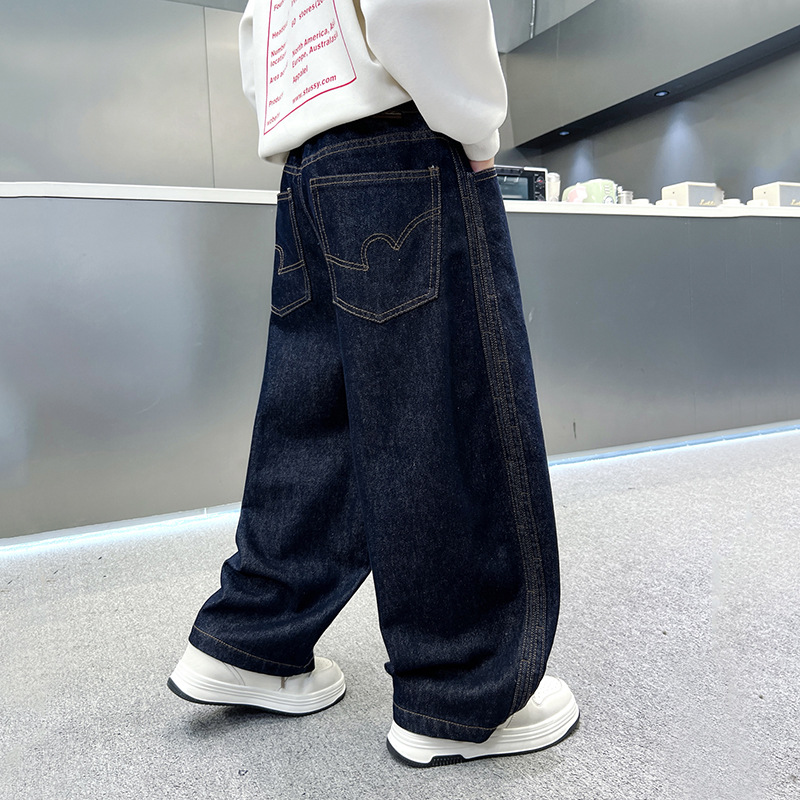 流行新品儿童牛仔裤男童新款中大童装裤子宽松男孩休闲长裤款潮