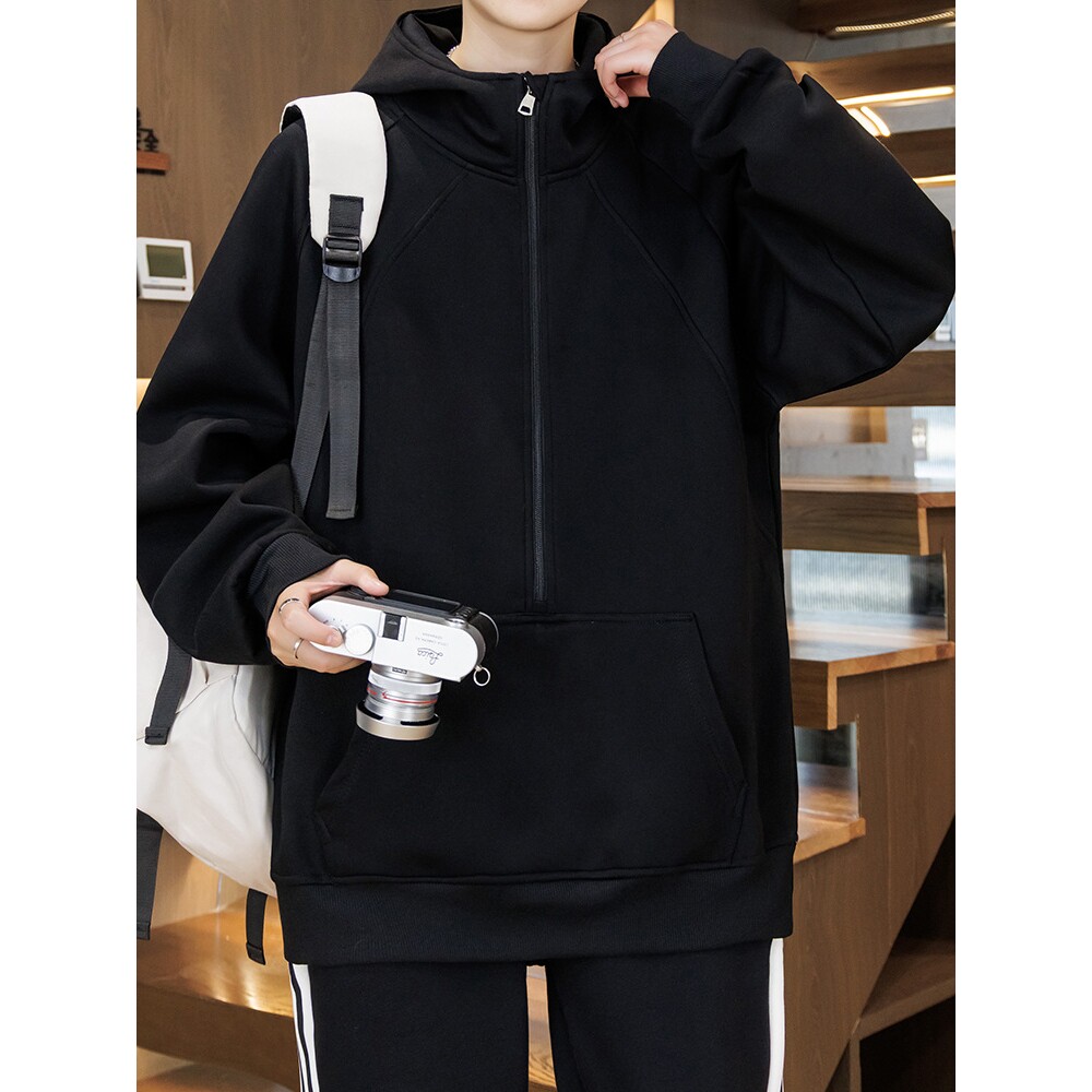 德国季青少年半拉链卫衣套装男生初中高中学生宽松外套装两件套