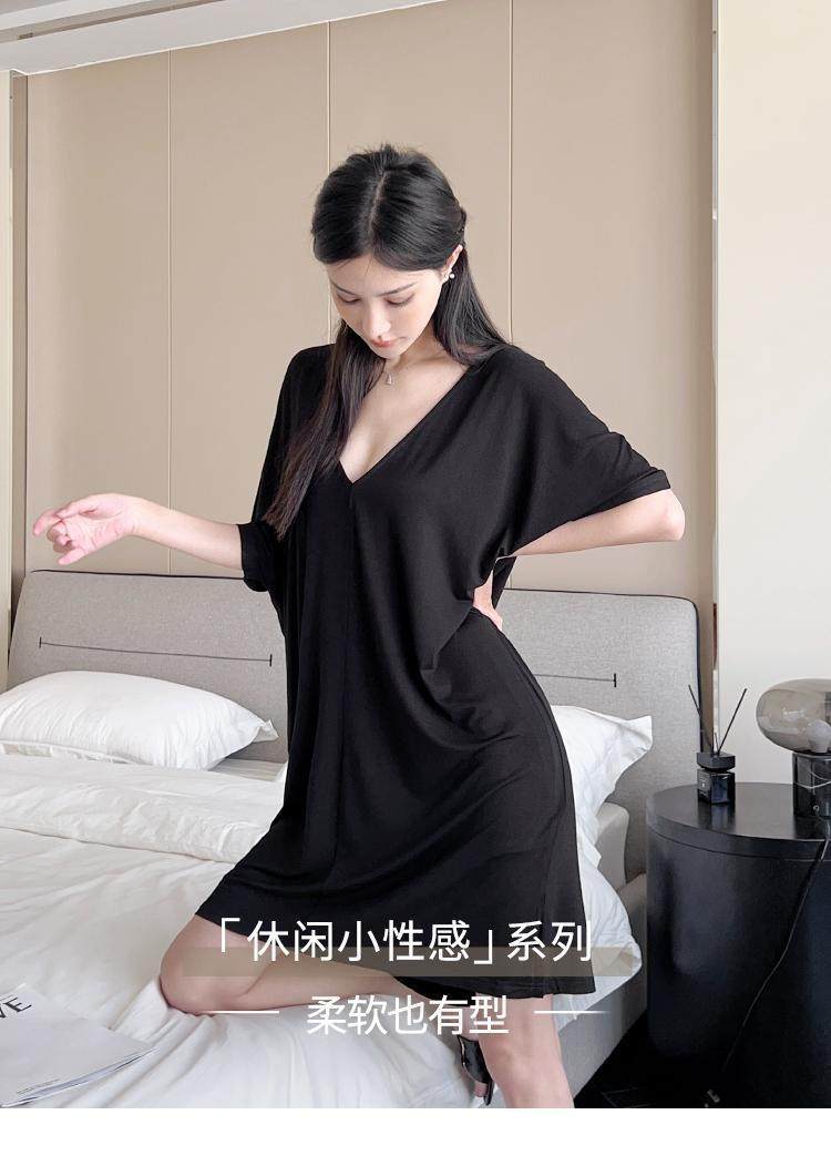 胖MM深V领大码300斤睡裙女夏季冰丝薄款纯欲风宽松性感诱惑家居服