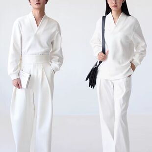 原创国风交领长袖汉元素德绒保暖宽松秋冬男女通用大上衣码300斤