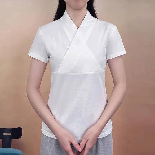 交叉领汉服胖MM大码300斤内搭上衣女改良短袖宽松打底衫内衬夏