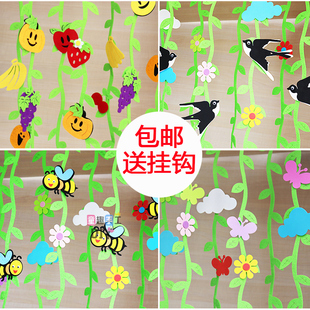 幼儿园教室走廊环境布置墙面装饰创意商场吊饰挂饰柳条燕子花挂件