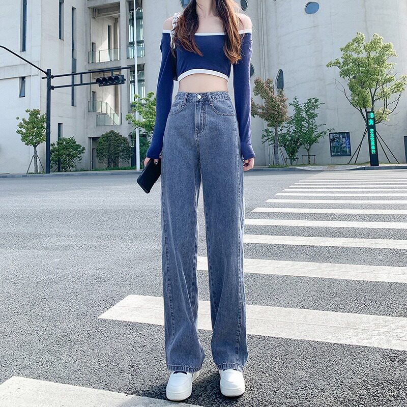 高腰直筒牛仔裤女士不掉色不起球