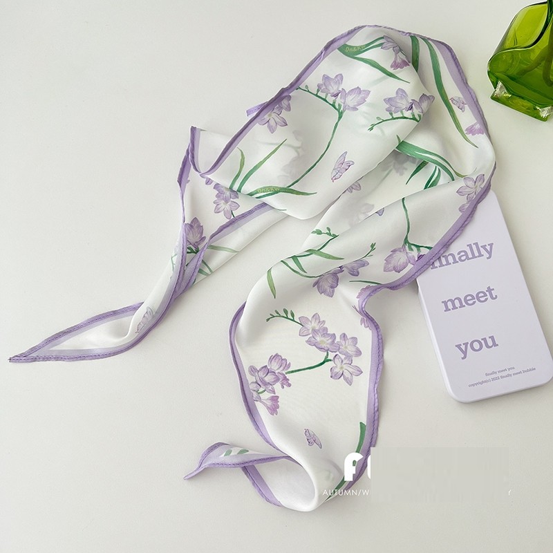 脖子防风丝巾气质菱形小丝巾2025新款秋季长条领巾高级感围脖