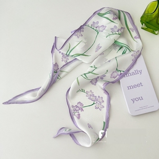 脖子防风丝巾气质菱形小丝巾2026新款春季长条领巾高级感围脖