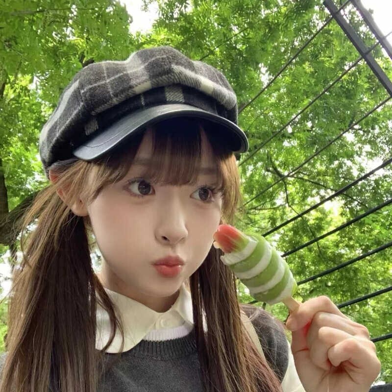 女帽子洋气时髦八角帽时尚韩版格纹复古毛呢拼接氛围感百搭贝雷帽
