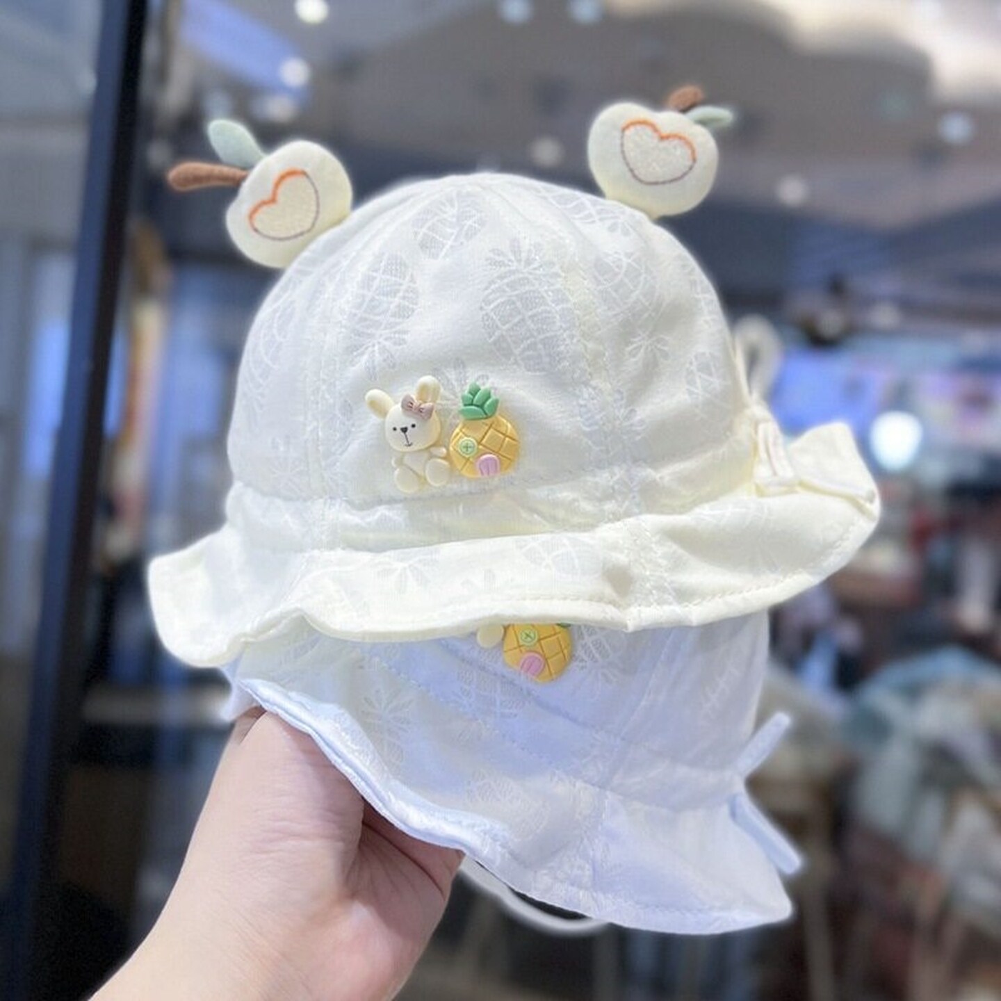 宝宝防晒帽夏季薄款可爱超萌公主太阳帽女孩遮阳帽幼儿防晒渔夫帽