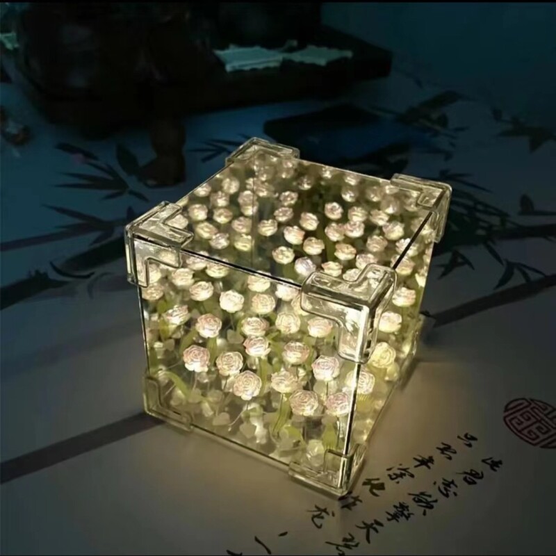 自制diy手工礼物送女生玫瑰花海小夜灯郁金香diy材料包送女友闺蜜
