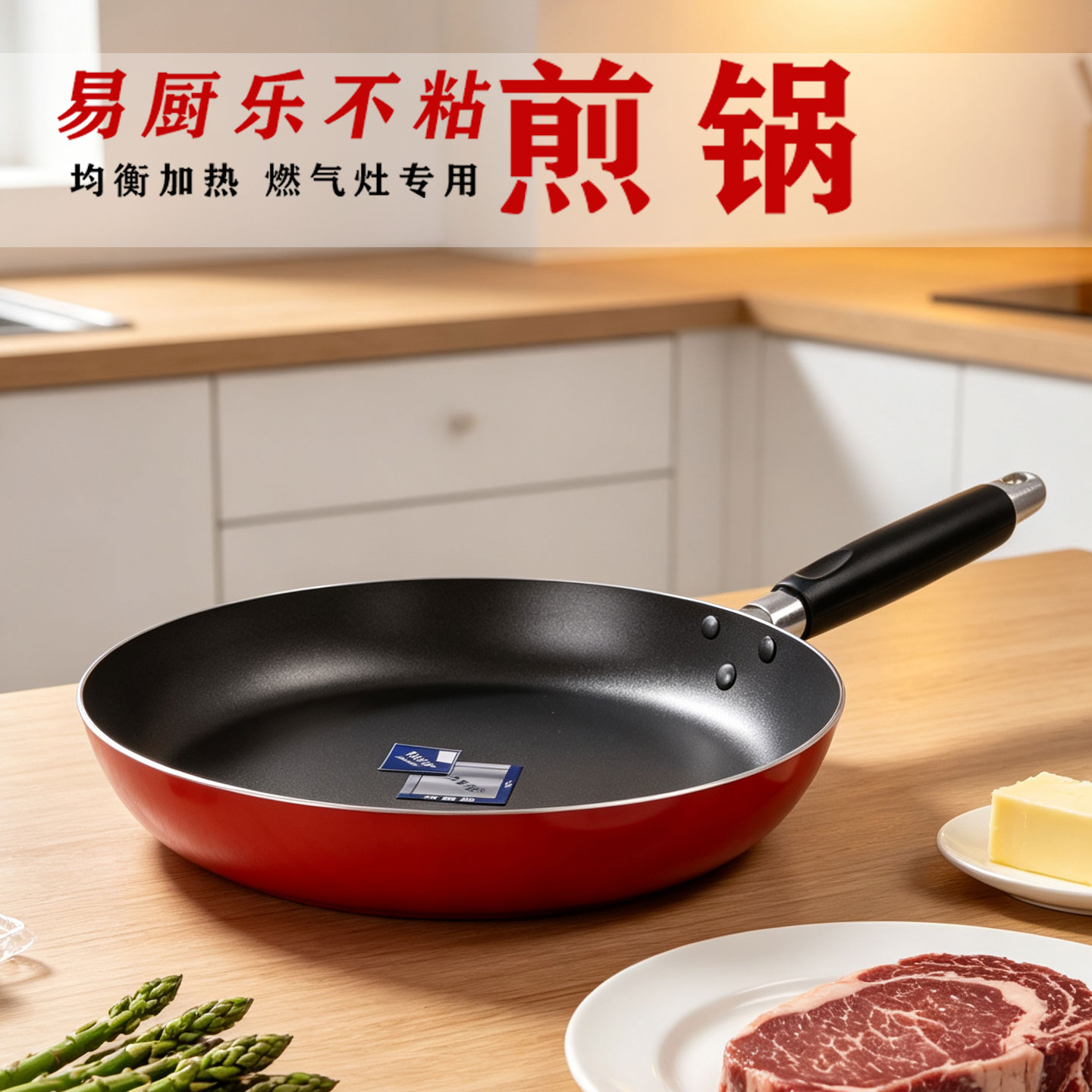 易厨乐不粘锅平底锅多功能炒锅带盖铁锅家用煎锅