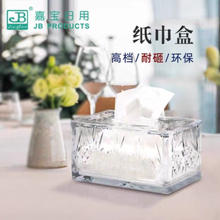 创意西餐厅抽纸盒厨房客厅耐摔亚克力塑料纸巾盒简约透明装纸收纳