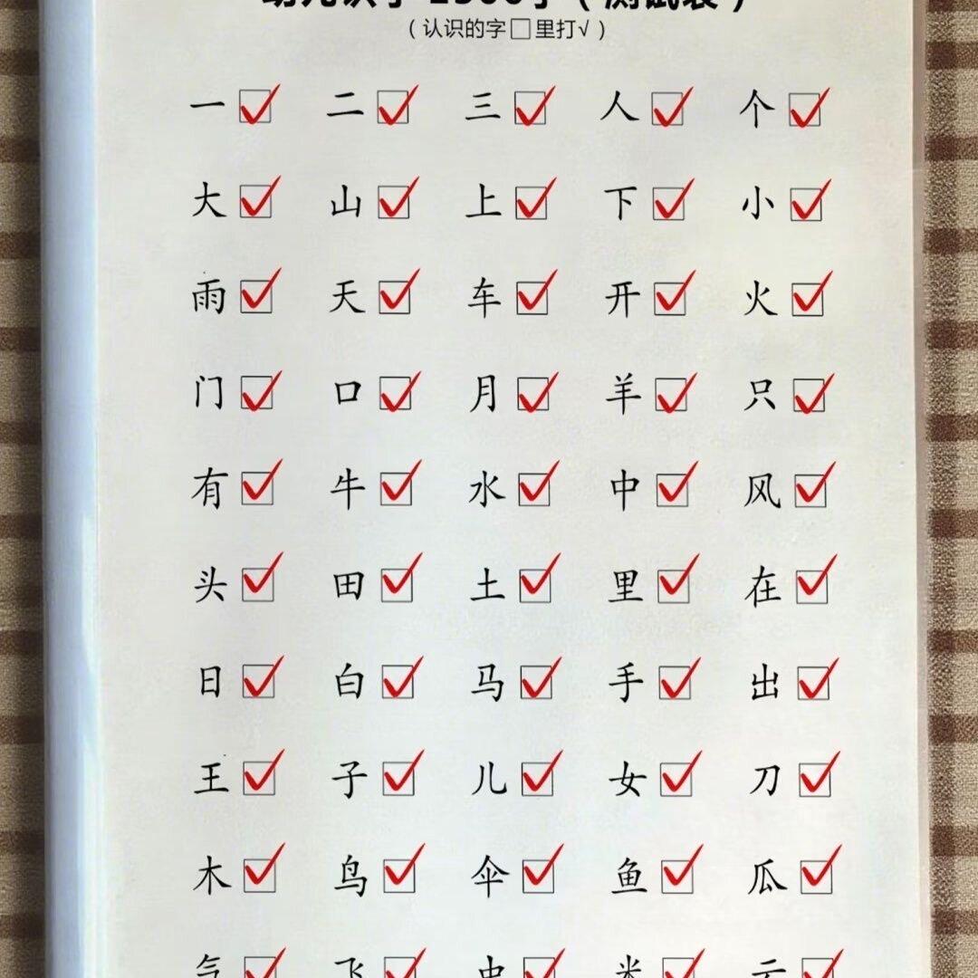 幼儿识字1300字通关检测练习本