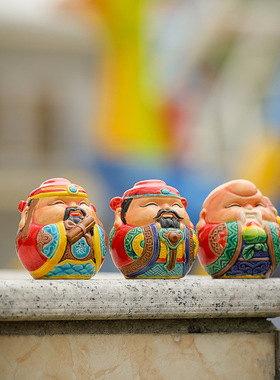 福禄寿三星摆件交趾陶车载工艺品汽车挂饰中式家居装饰节日伴手