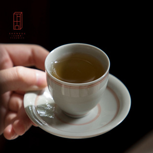 北溪堂 创意陶瓷个人杯主人杯家用杯垫茶杯品茗杯日式草木灰单杯