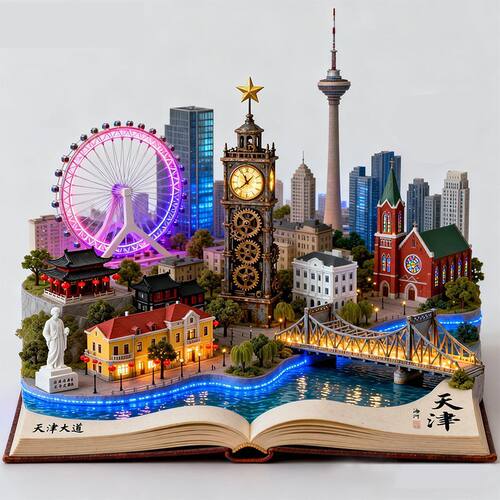 天津金属浮雕立体冰箱贴创意书装饰文创旅游景区伴手礼国潮纪念品