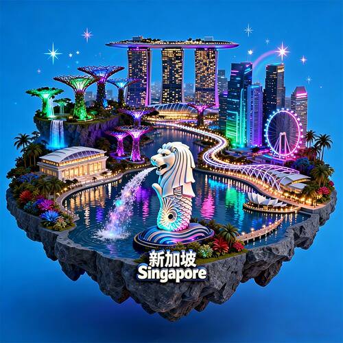 新加坡金属浮雕3d立体冰箱贴文旅文创伴手礼物旅游景点景区装饰品