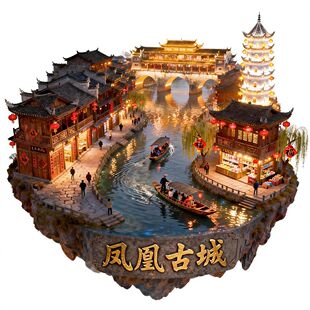 凤凰古城金属浮雕3d立体冰箱贴湖南旅游景区文创伴手礼湘西纪念品