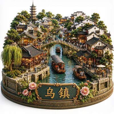 乌镇金属立体浮雕冰箱贴
