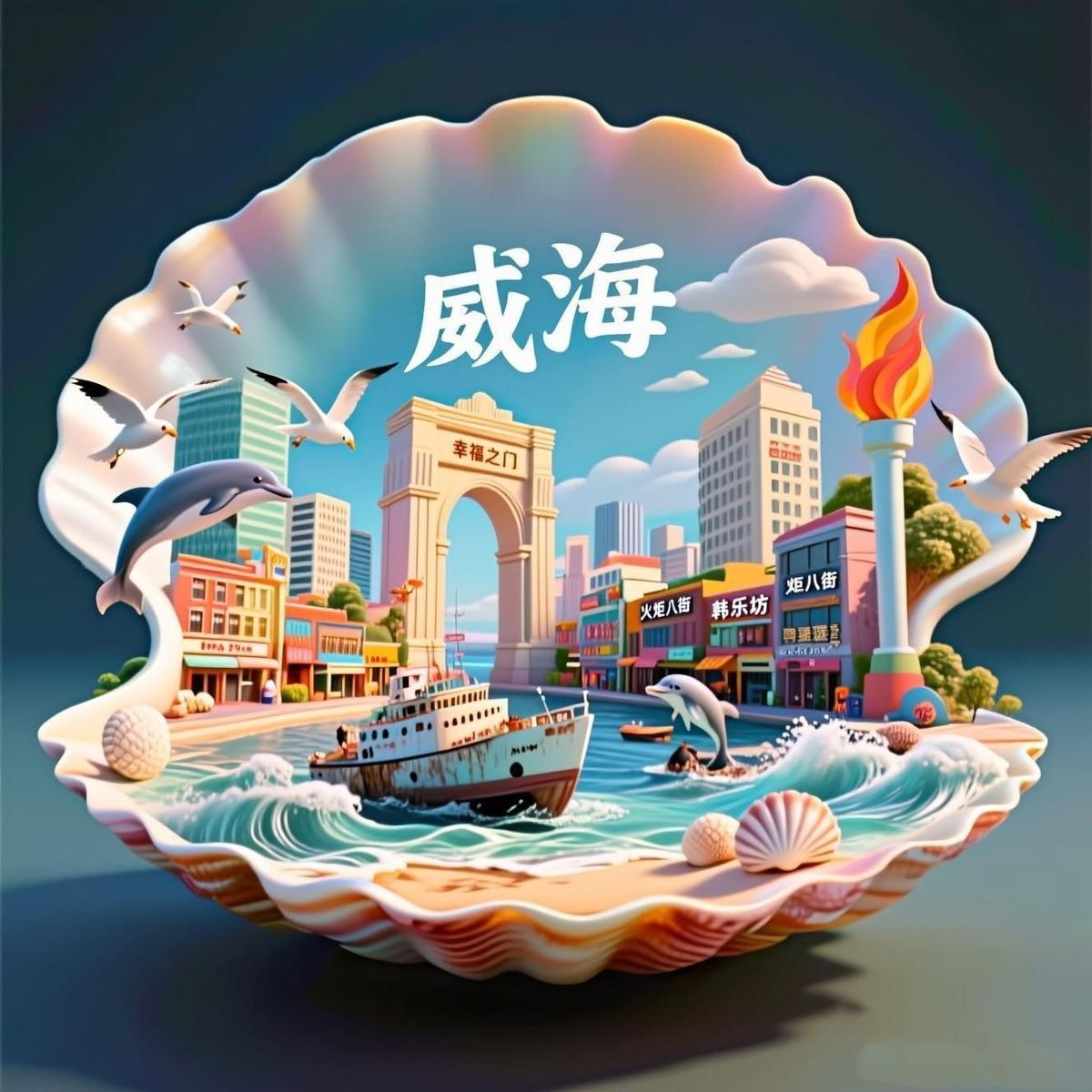 【威海】景点合集金属立体浮雕冰箱贴装饰旅游景区纪念品文创礼物