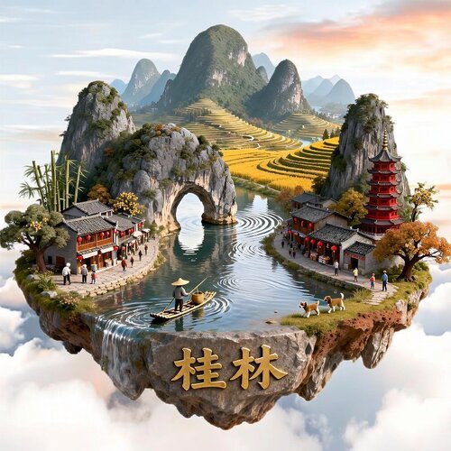桂林金属浮雕3d立体冰箱贴广西文旅文创伴手礼旅游景点景区装饰品