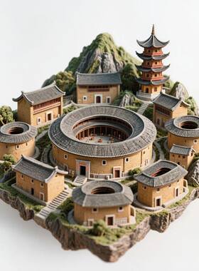 【福建土楼】金属磁吸浮雕冰箱贴5A旅游景点纪念品建筑文创礼物品