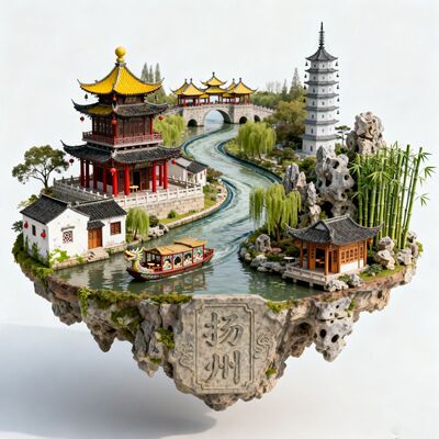 【扬州】金属浮雕立体冰箱贴旅游景点景区文创伴手礼建筑创意礼物