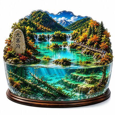 九寨沟全景金属立体浮雕冰箱贴