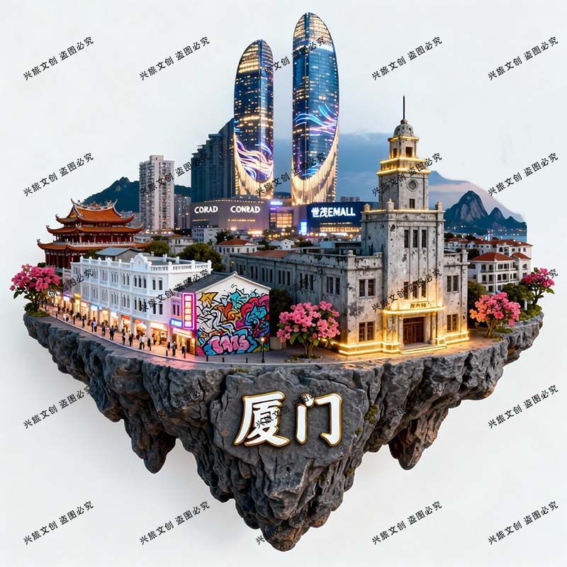 厦门金属浮雕立体冰箱贴旅游景点景区文创创意伴手礼国潮装饰纪念