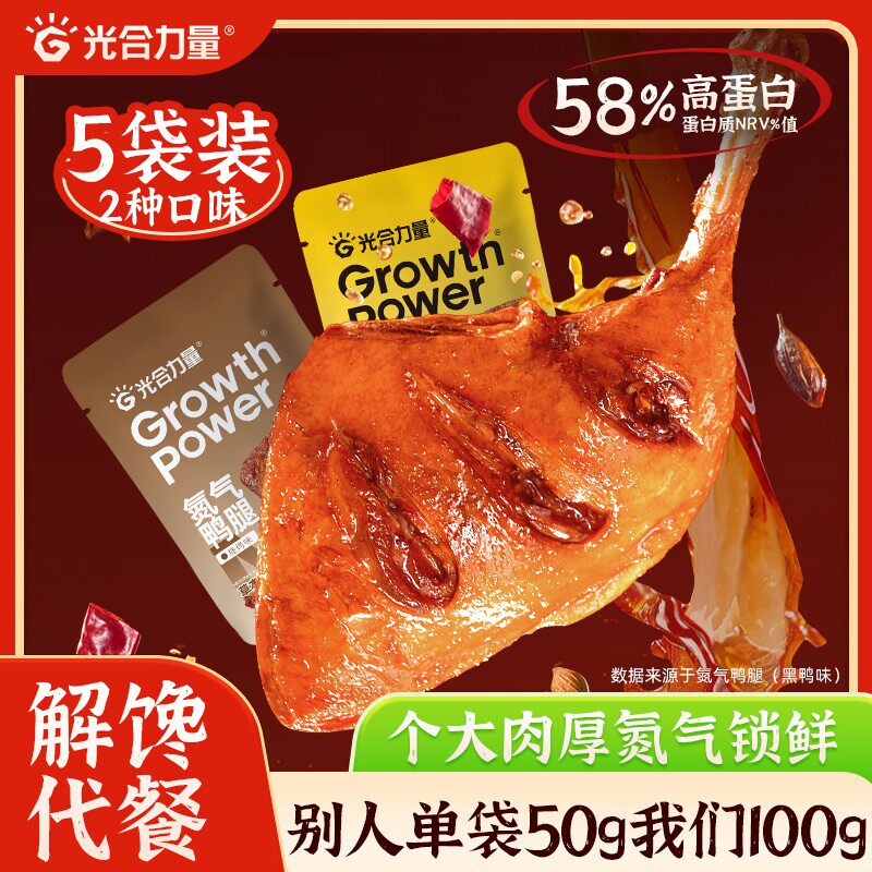 光合力量大鸭腿氮气小吃辣卤味鸭肉类零食熟食开袋即食夜宵解馋