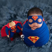 超人卡通形象摄影主题道具新生儿拍摄玩偶公仔披风斗篷漫威欧美风