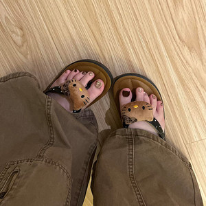 卡通猫咪人字拖女夏外穿防滑鞋子海边沙滩夹脚凉拖鞋高颜值软底拖