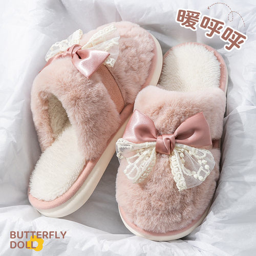 2026新款棉拖鞋女秋冬季室内家居保暖可爱情侣一对毛毛绒拖鞋男士