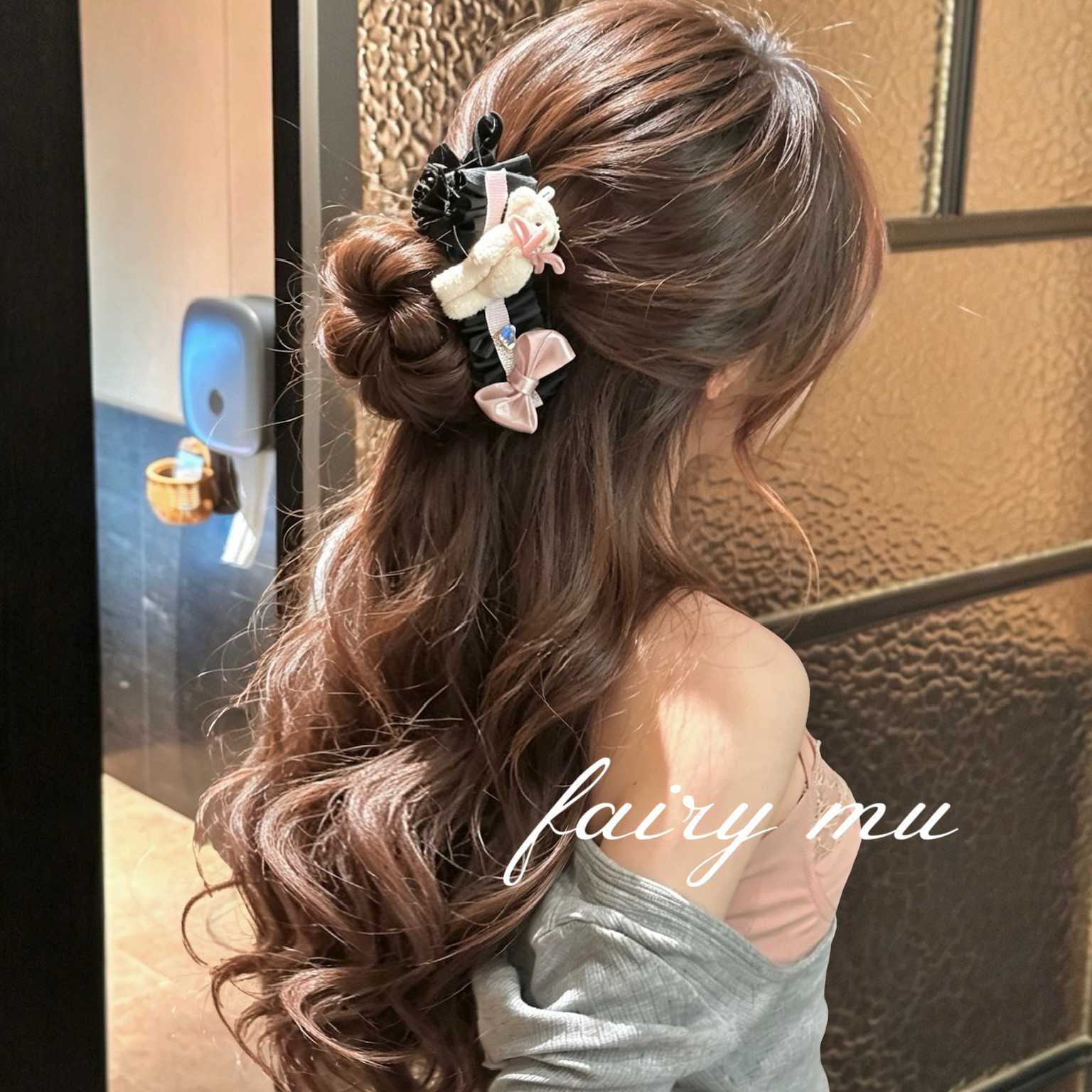 粉墨学院甜美粉色蝴蝶结鲍鱼夹13香蕉夹女马尾夹竖夹发饰发夹发卡