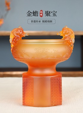 琉璃聚宝盆家居装饰客厅书房桌面摆件送领导长辈店铺公司开业礼品