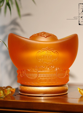 招财纳福琉璃元宝摆件聚宝盆插电发光创意中式家居装饰品乔迁礼品