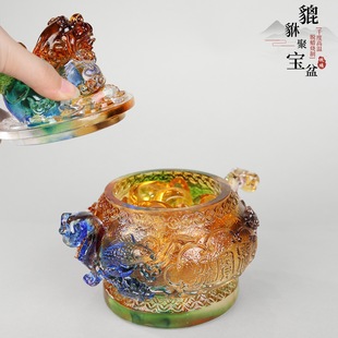 琉璃貔貅聚宝盆如意聚宝袋开业乔迁高档礼品玄关办公室摆件
