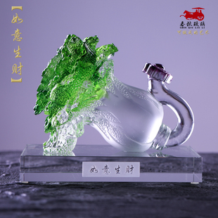 琉璃家居装饰品玉白菜店铺开业乔迁礼物招财客厅前台摆件百财如意