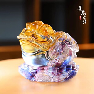 琉璃金蟾摆件寓意礼物招财桌面收银台前台玄关中式工艺品开业礼品