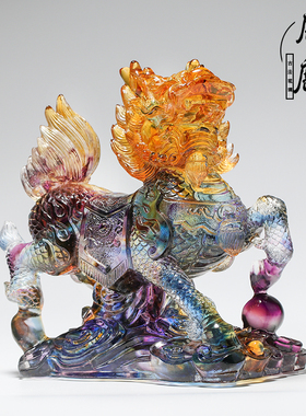 琉璃麒麟摆件招财纳福礼物