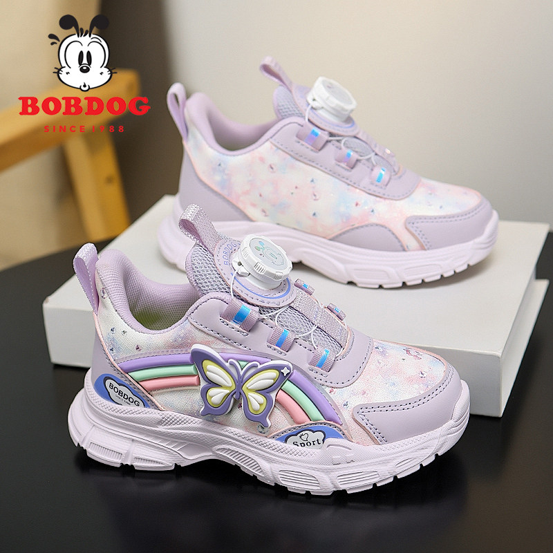 巴布豆女童鞋皮面防水儿童运动鞋