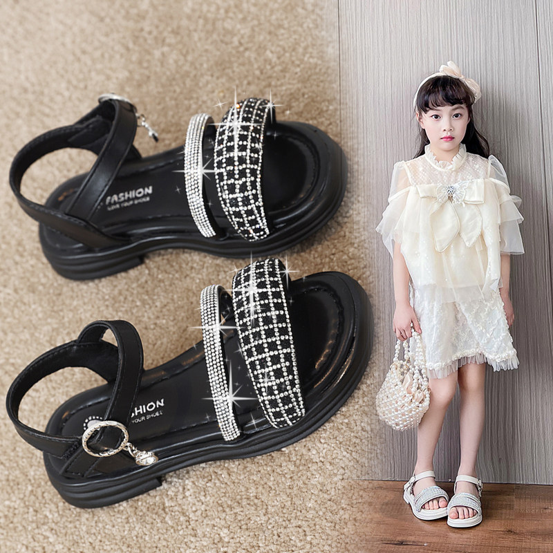 ABC ONE女童凉鞋夏季2026新款水钻露趾休闲公主风百搭儿童沙滩鞋