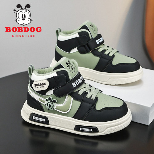 巴布豆男童板鞋秋冬新款加绒棉鞋