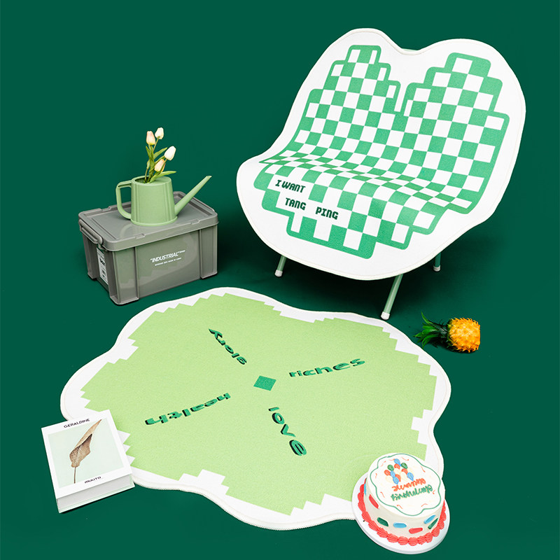 celine*甜话街只想躺平系列地毯卧室家用可爱卡通异形绒面地垫