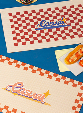 FFAN×甜话街棋盘格美式系列厨房地垫防滑防油可擦皮革材质易清洗