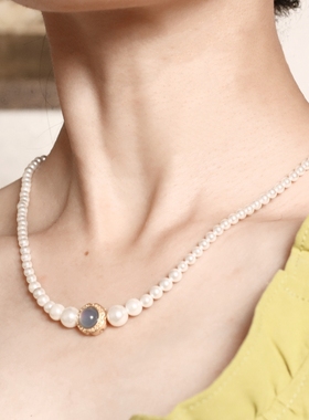 「安黛」古法金配饰珍珠法式复古项链简约设计感气质颈链锁骨链女
