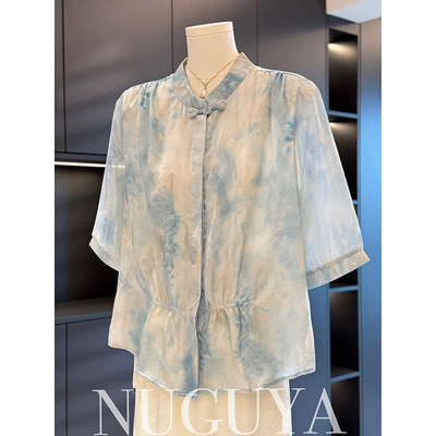 时尚洋气妈妈装雪纺衬衫女五分袖夏装新款上衣气质减龄中老年衬衣