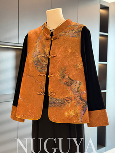 中国风妈妈装丝绒马甲两件套秋装新款上衣新中式中老年坎肩套装