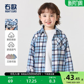 童装 新款 帅气儿童衬衣外套 女童内搭学院风春秋季 右欧男童格子衬衫