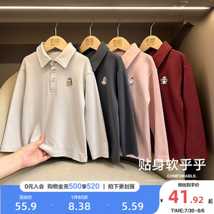 长袖 新款 右欧POLO衫 T恤女童秋季 上衣 童装 男童卫衣儿童宝宝打底衫
